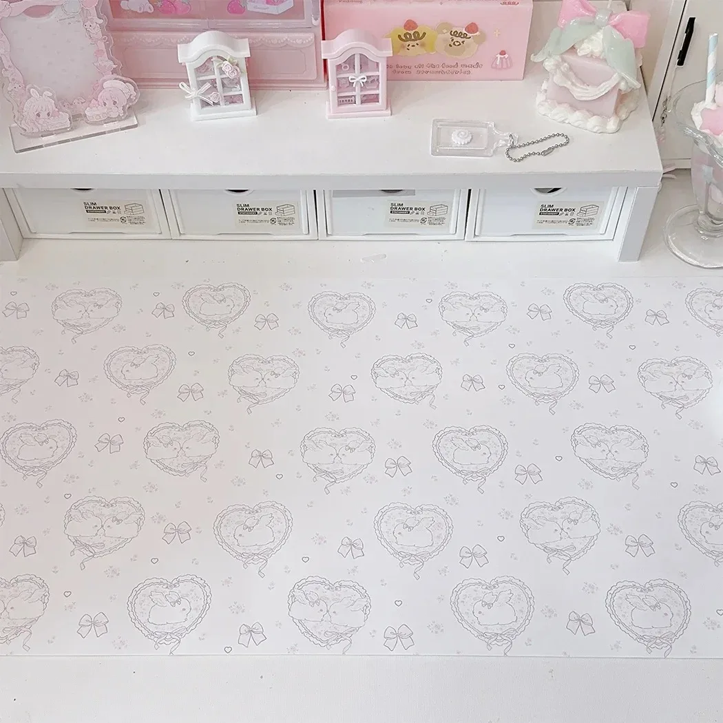 Leather Desk Pad - Kawaii Pink Rabbit Girl Heart Leather