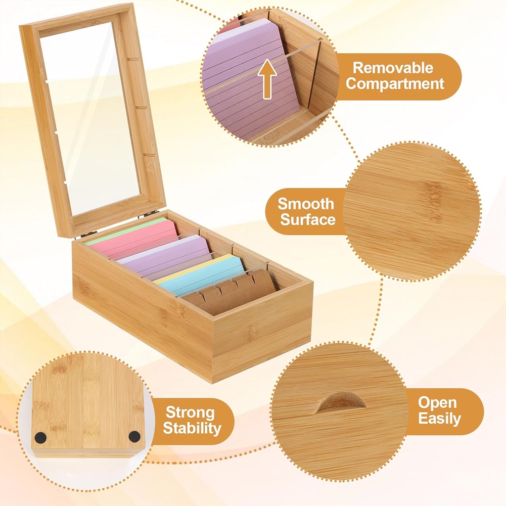 ABUA Bamboo Index Card Organiz - Card Index Box review and price