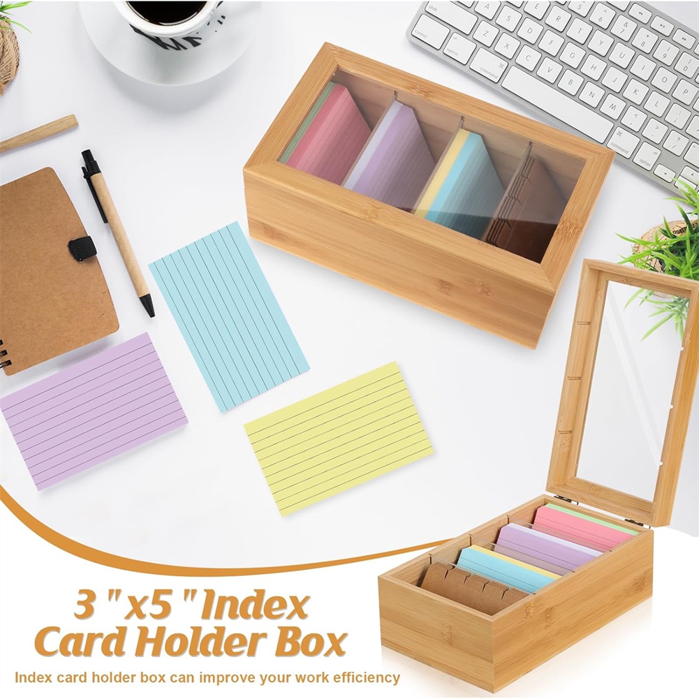 ABUA Bamboo Index Card Organiz - Card Index Box review and price